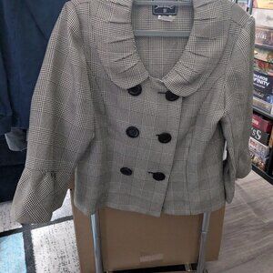 Sweet Suit Houndstooth Tan & Black Y2K Blazer Size 10